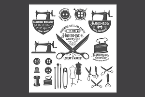 Set of vintage sewing labels
