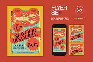 Seafood Restaurant Promotion Flyer, a Flyer Template by graphicook