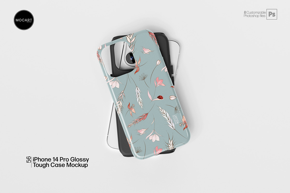 iPhone 14 Pro Glossy Case Mockup Set, an iPhone Mockup by Mocart (Photo 5 of 11)