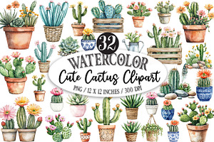 Watercolor Cactus Clipart