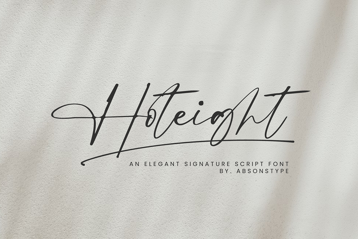 Hoteight - Absonstype, a Script Font by Absonstype (Photo 1 of 11)
