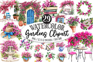 Gardens Watercolor Clipart