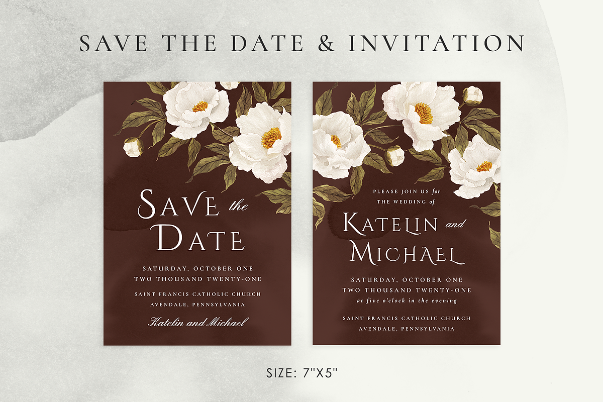 Noble white peonies, an Invitation Template by Helen Halik art (Photo 2 of 9)