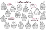 Cupcakes hand drawn vector set, a Graphic by InkySplash (Thumbnail 3 of 7)