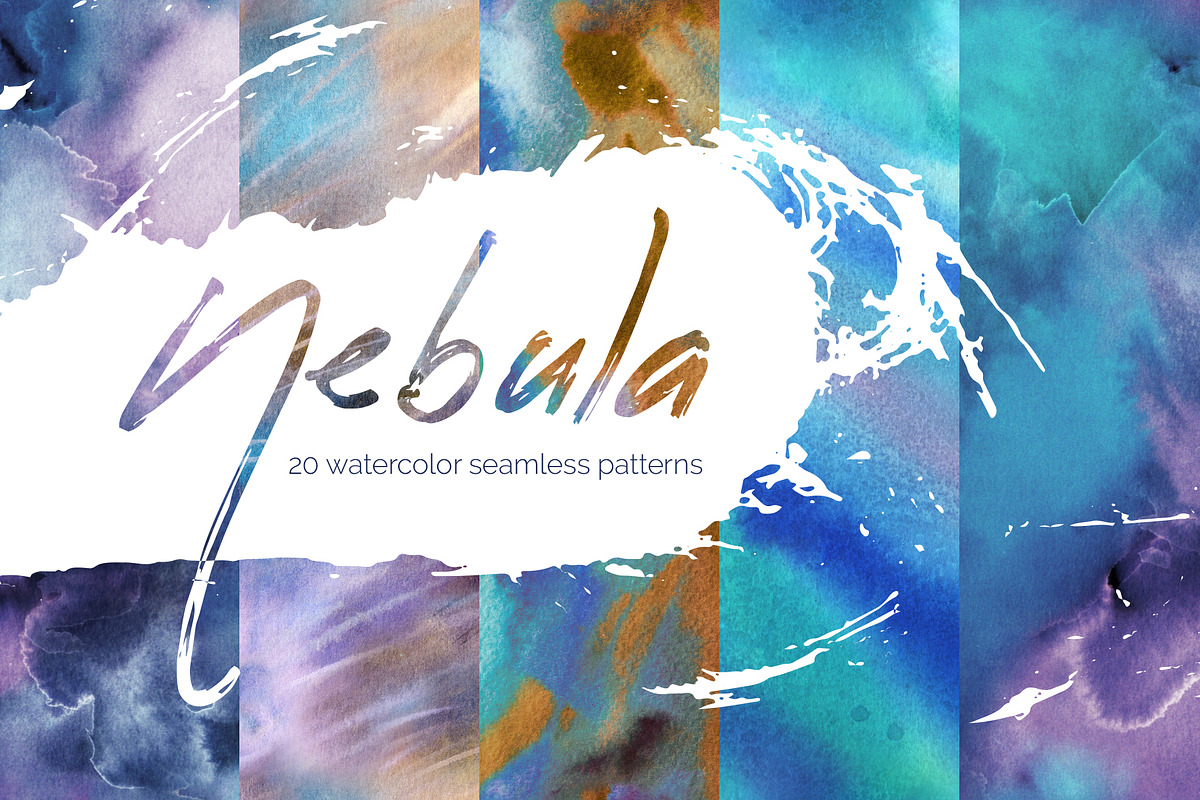 Nebula: watercolor seamless patterns, a Pattern Graphic by Shusha Guna Art (Photo 1 of 10)
