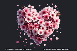 Spring Bloom Hearts Clipart Set