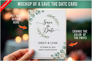 Save The Date Card PSD, a Product Mockup by Bruno's Shop