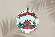 Merry Christmas Red Barn SVG, a Seasonal Illustration by CrexoraLab (Thumbnail 3 of 3)