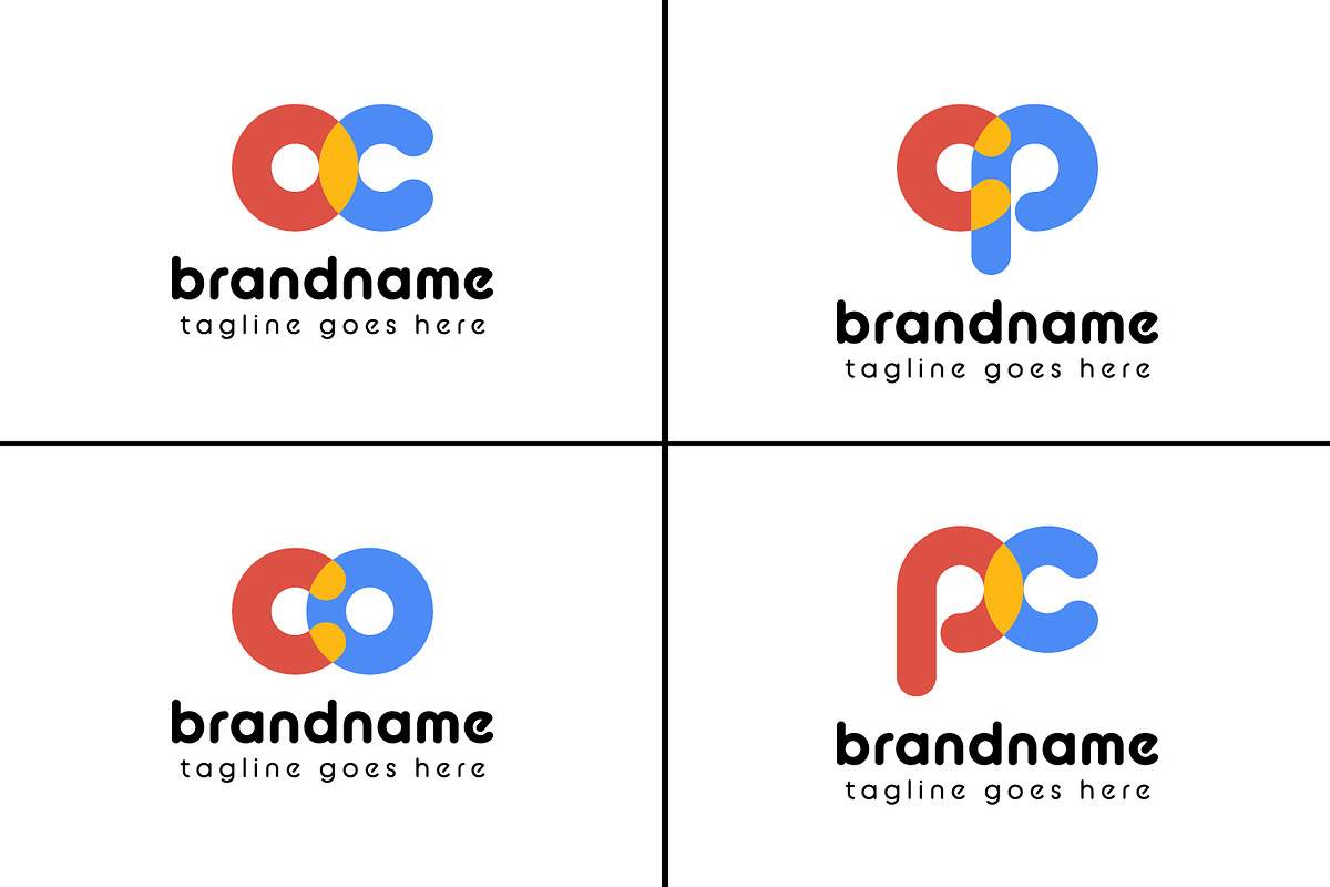 Letters co oc cp pc Playful Logo, a Branding & Logo Template by Pray Art Design Studio