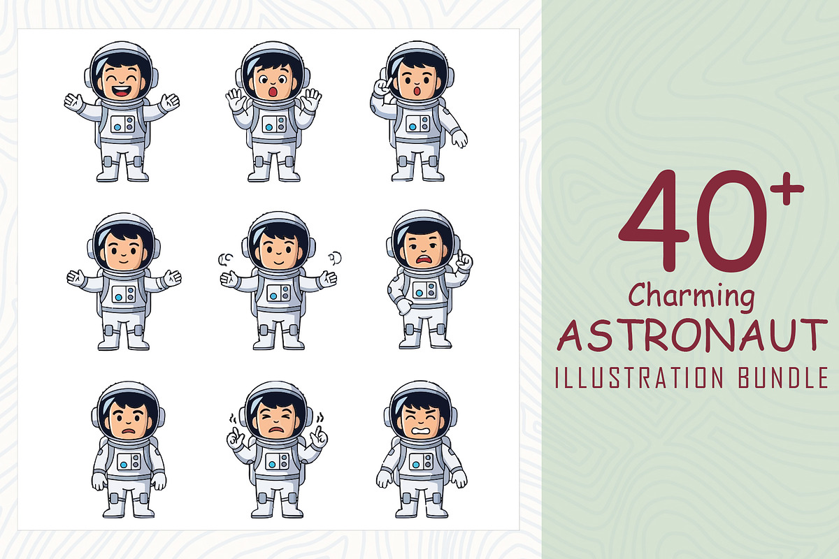 Charming astronaut EPS Bundle, a Technology Illustration by Sofia's Fashion (Photo 1 of 3)