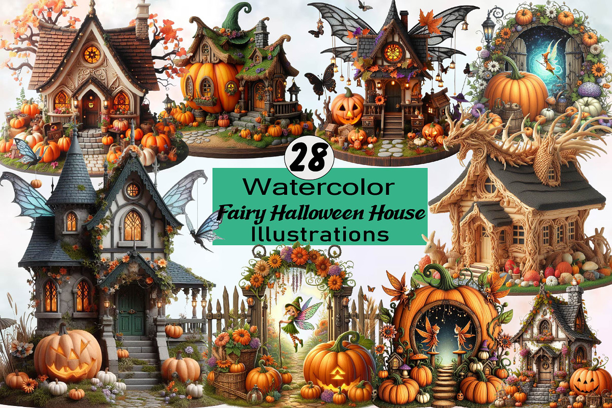 Fairy House Halloween Sublimation C, an Illustration by SVGArt (Photo 1 of 8)