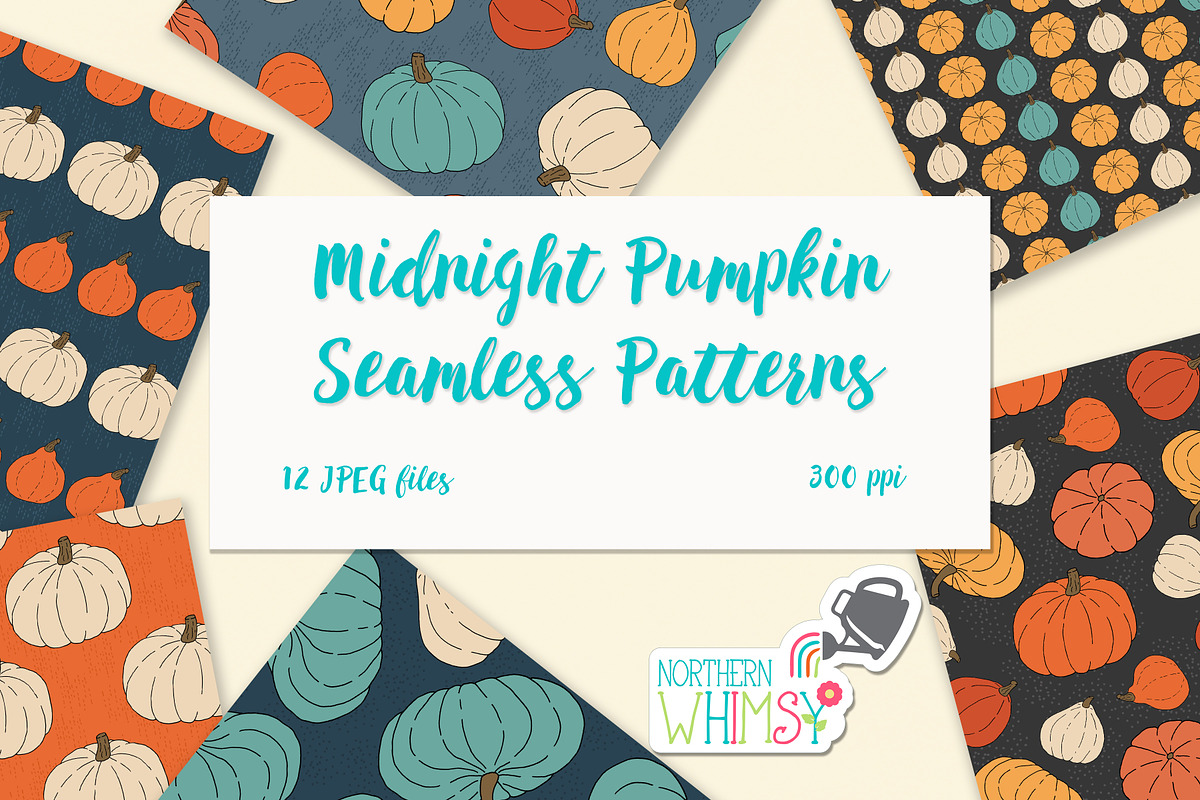 Midnight Pumpkins Fall Patterns, a Pattern Graphic by Northern Whimsy Design (Photo 1 of 4)