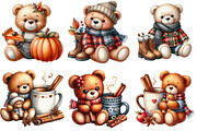 Autumn Teddy Bear Clipart, an Illustration by Watercolor design (Thumbnail 3 of 4)