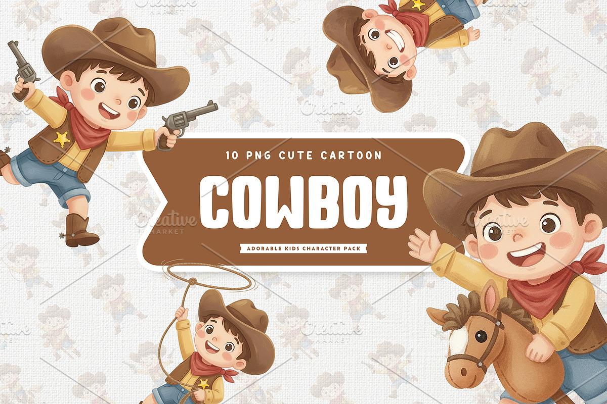 Cute Cowboy Kid Cartoon Character, a Person Illustration by Gohsantosa (Photo 1 of 4)