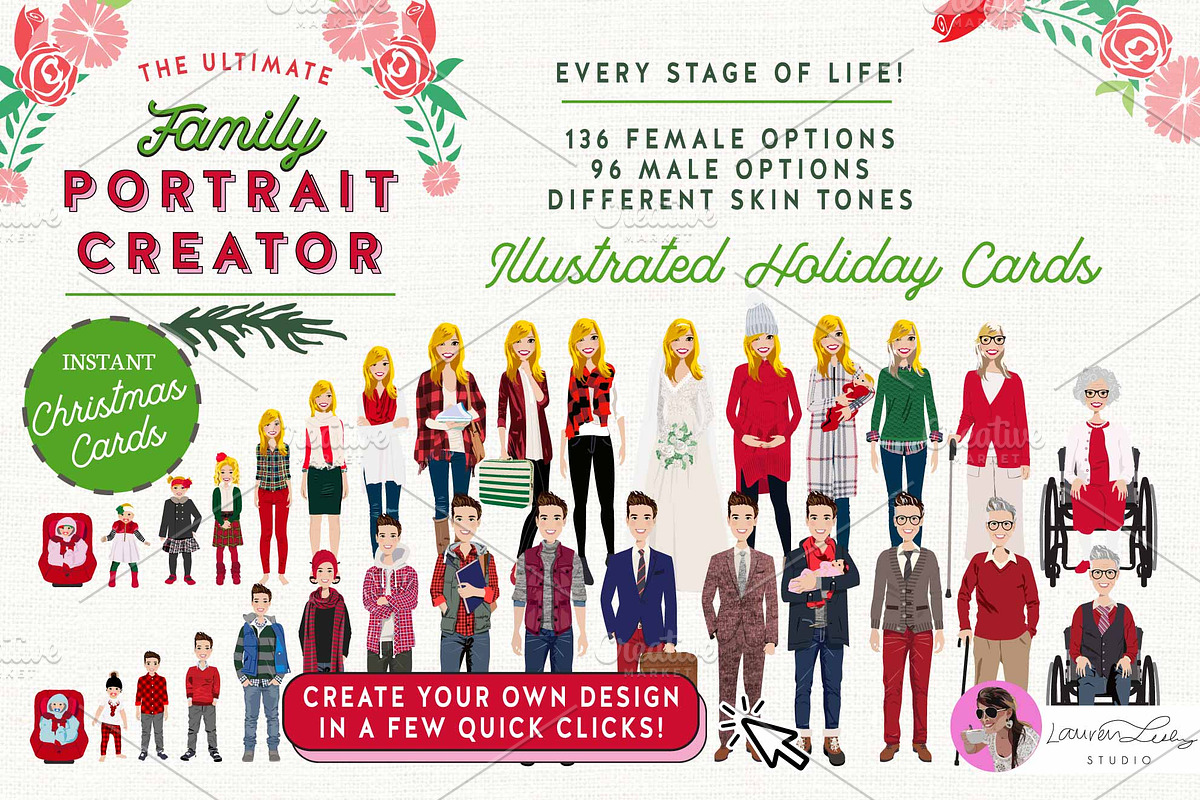 Christmas - Family Portrait Creator, an Illustration by Lauren Lesley Studio (Photo 2 of 14)