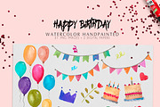 Watercolor Clip art happy birthday, a Graphic by AS Studio (Thumbnail 3 of 3)