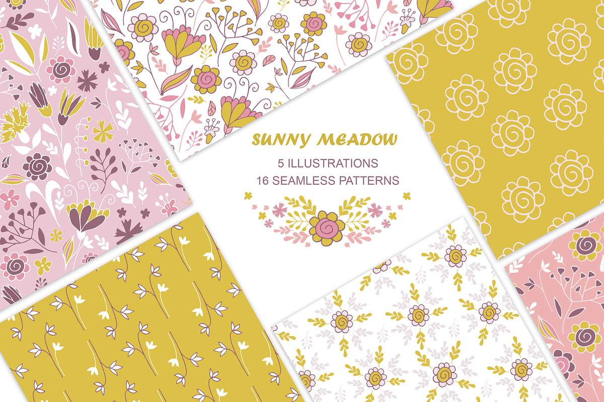 Vintage seamless floral patterns, a Pattern Graphic by Jermolina Mockups (Photo 1 of 8)