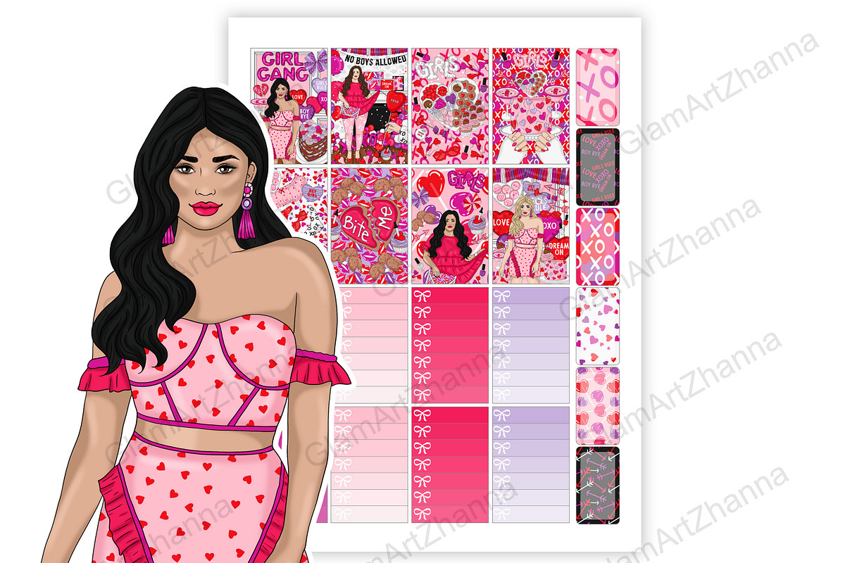 Galentines Stickers 2,25x1,5, a Stationery Template by GlamArtZhanna (Photo 2 of 6)