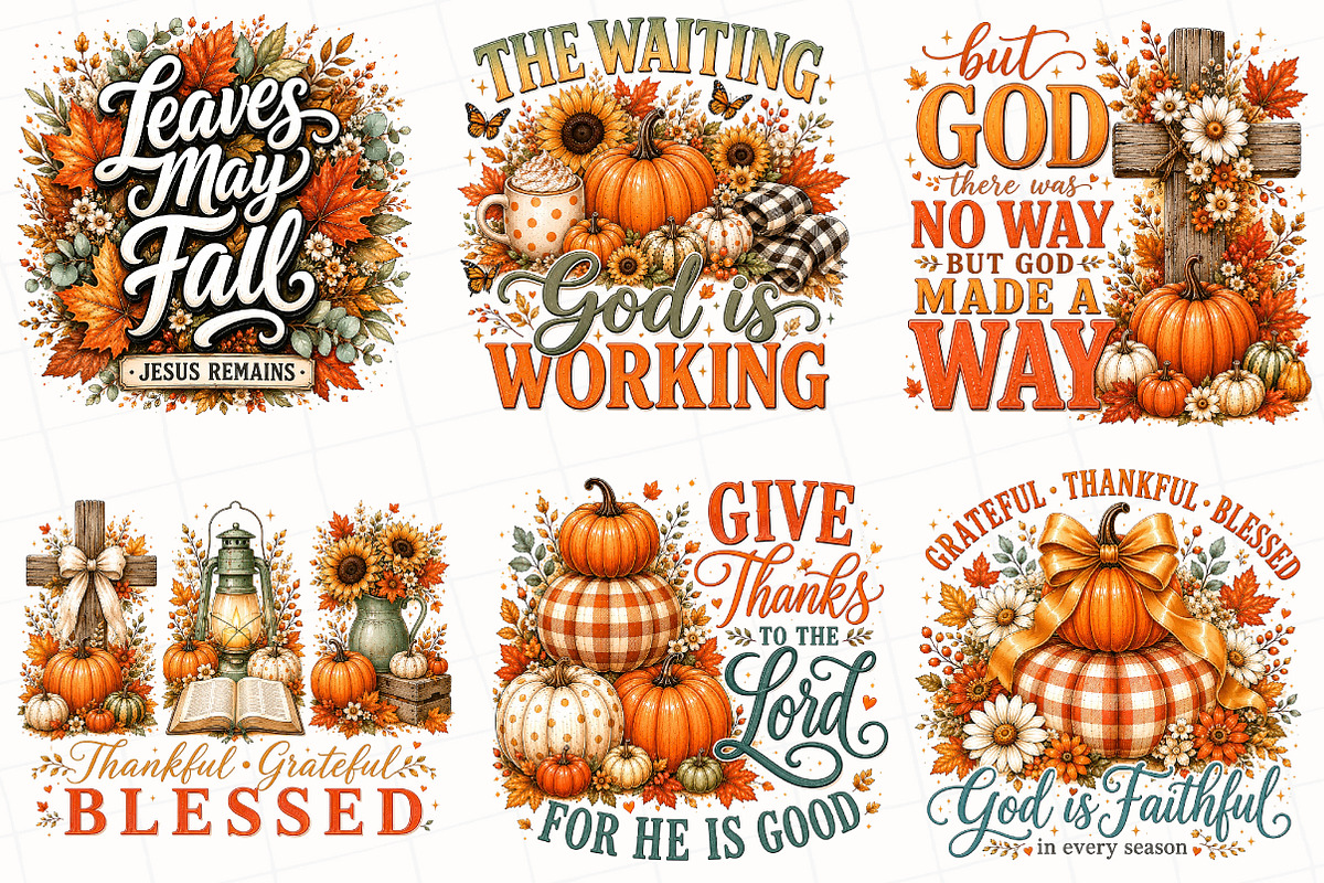 Christian Fall Sublimation Bundle, a Seasonal Illustration by OK Design (Photo 3 of 6)