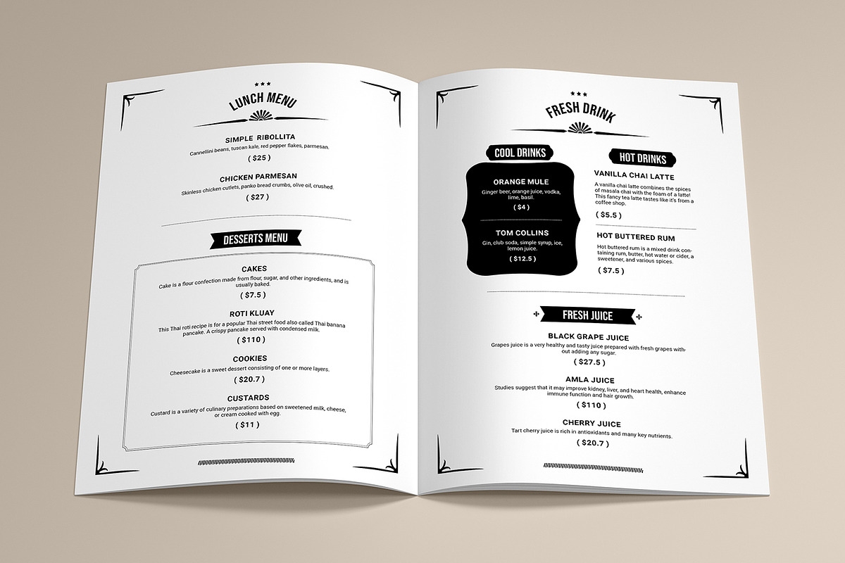Retro Restaurant Menu Brochure
