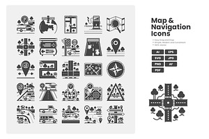 Map And Navigation Icon Pack, a Solid Icon by erifqizeicon
