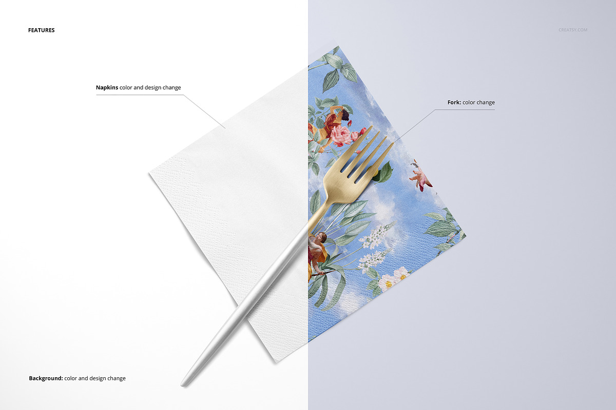 Napkins Mockup Set, a Merchandise Mockup by creatsy5 (Photo 3 of 15)