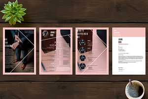 Resume Layout With Pink Accent