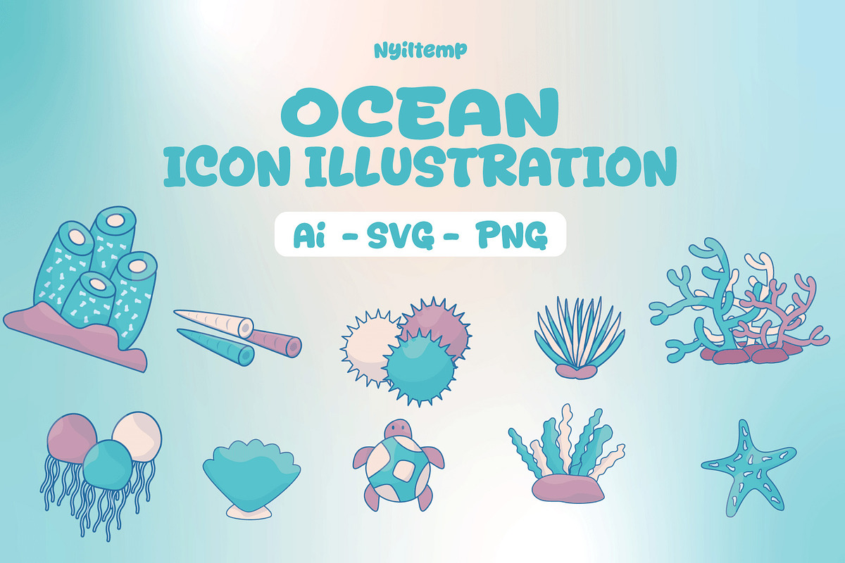 Ocean Icon Illustration, a Solid Icon by nyilstudio