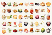Afternoon Tea Watercolor Clipart, a Food Illustration by Anna Design Studio (Thumbnail 3 of 8)