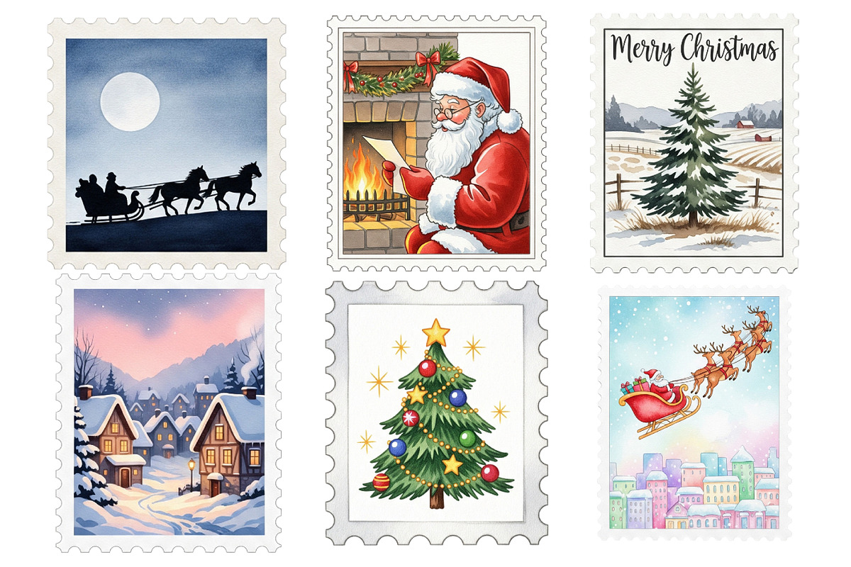 Christmas Postage Stamps, an Illustration by Daily.Designs (Photo 2 of 9)