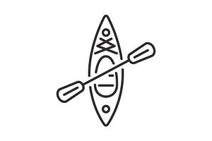 Canoe With Paddle Icon, Kayak