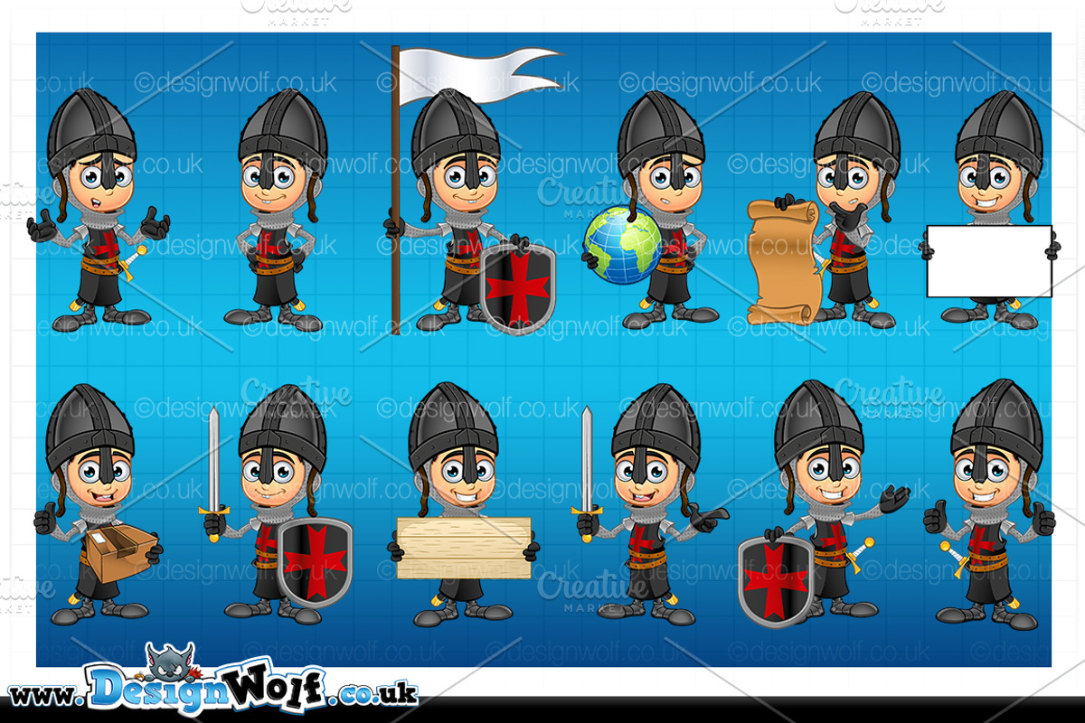 Boy Black Knight In 12 Poses, an Illustration by DesignWolf (Photo 2 of 2)