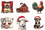 Christmas Farm Watercolor Clipart, an Illustration by OK Design (Thumbnail 5 of 5)