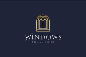 Classic Window Line Art Logo Design