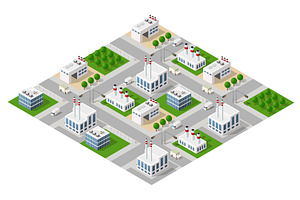 Industrial zone with factories and, an Illustration by AlexZeL