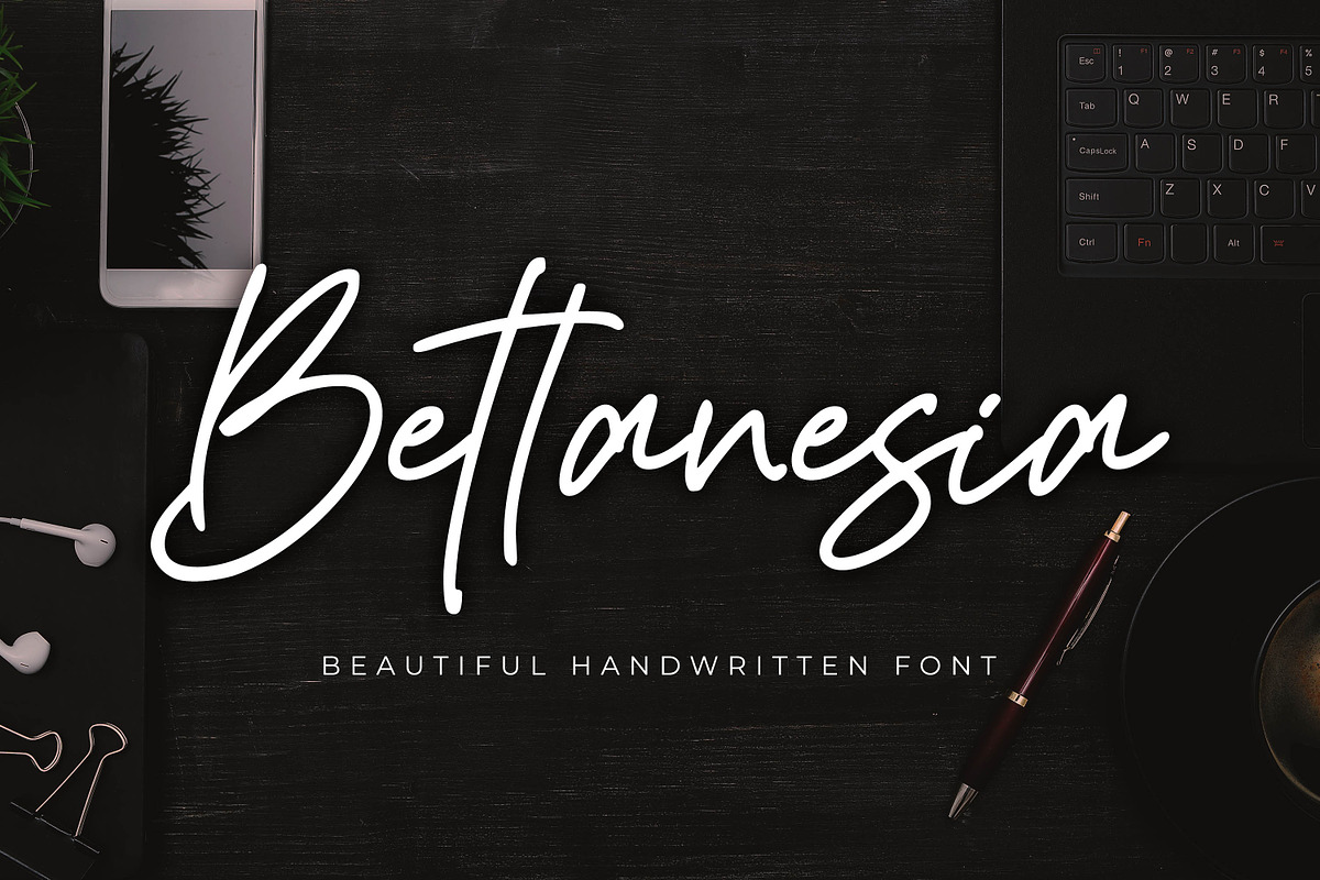 Bettanesia - Beautiful Handwritten, a Script Font by Almarkhatype (Photo 1 of 10)