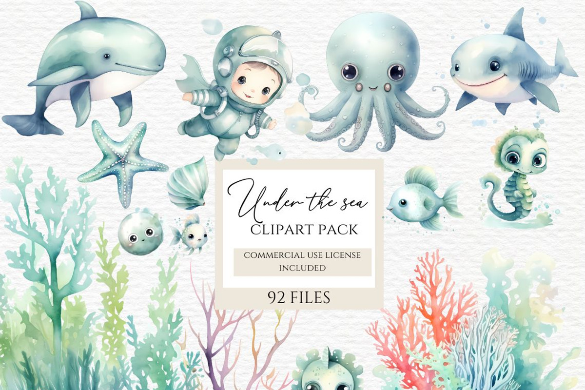 Under the sea baby shower png, an Animal Illustration by Invite to Clipart (Photo 1 of 9)