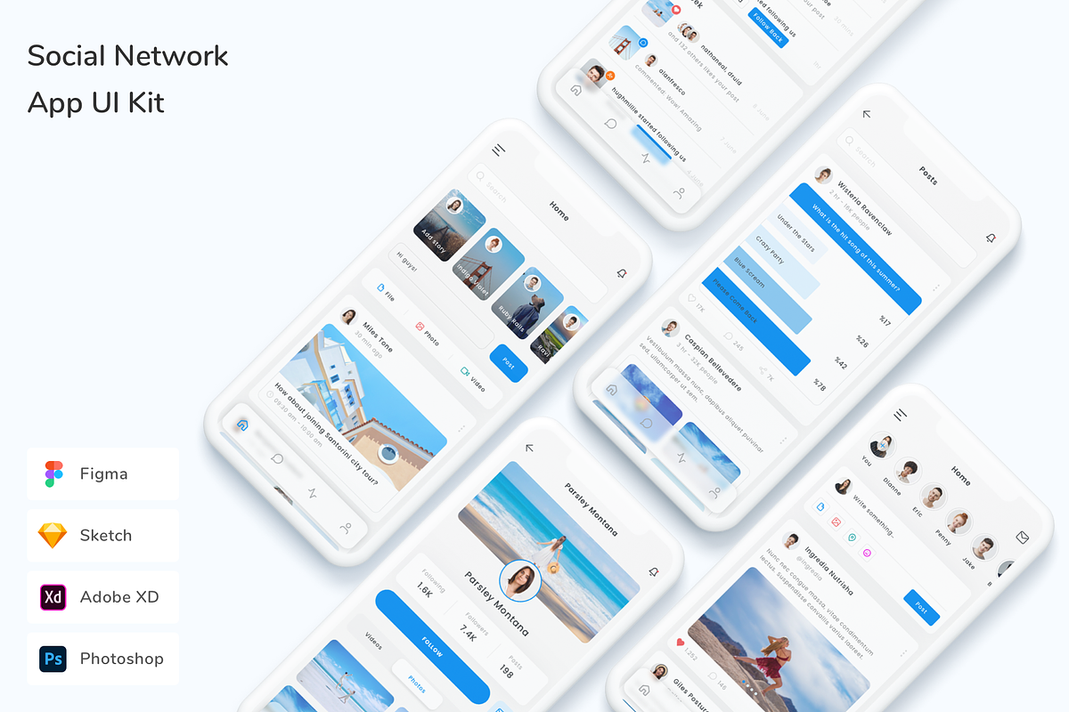 Social Network App UI Kit, an UI Kit Template by Betush