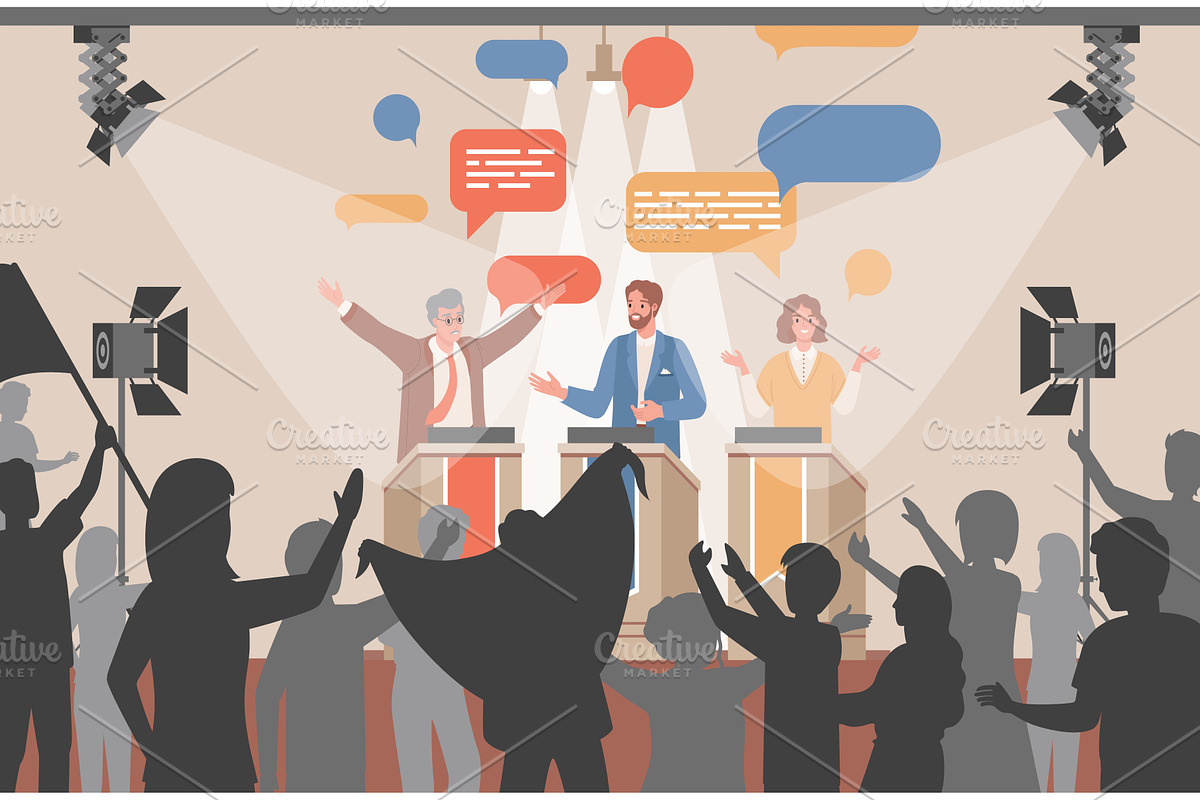 Public debates of political, a Person Illustration by Pavlo Plakhotia's Shop