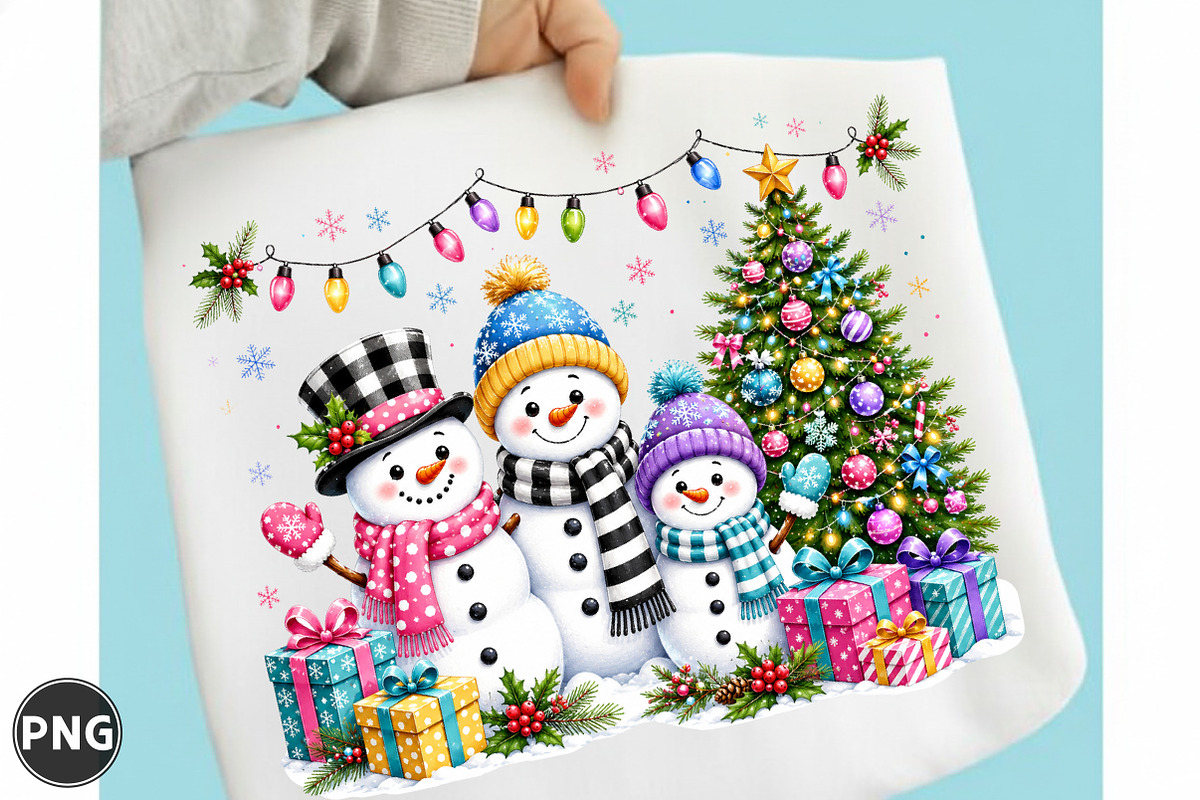Christmas Tree Snowman Family PNG, a Seasonal Illustration by designcity5 (Photo 1 of 4)