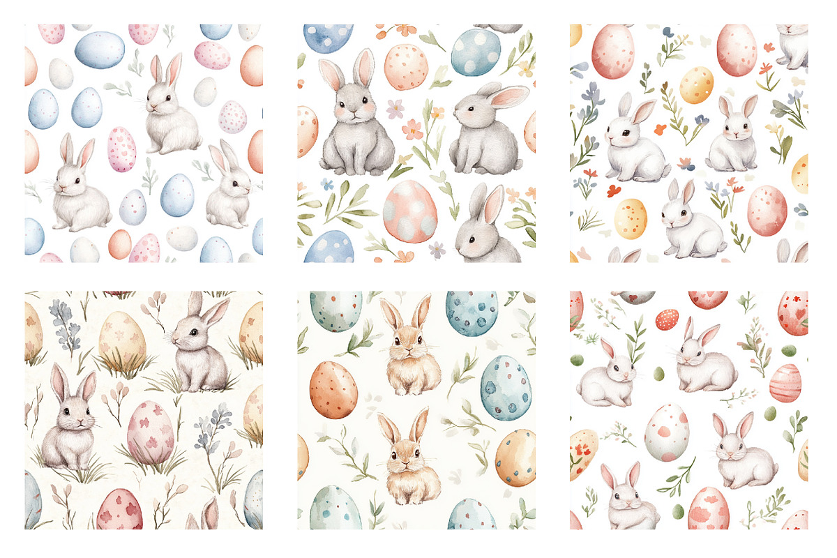Bunny & Egg Patterns, an Illustration by SinaCreation (Photo 3 of 5)