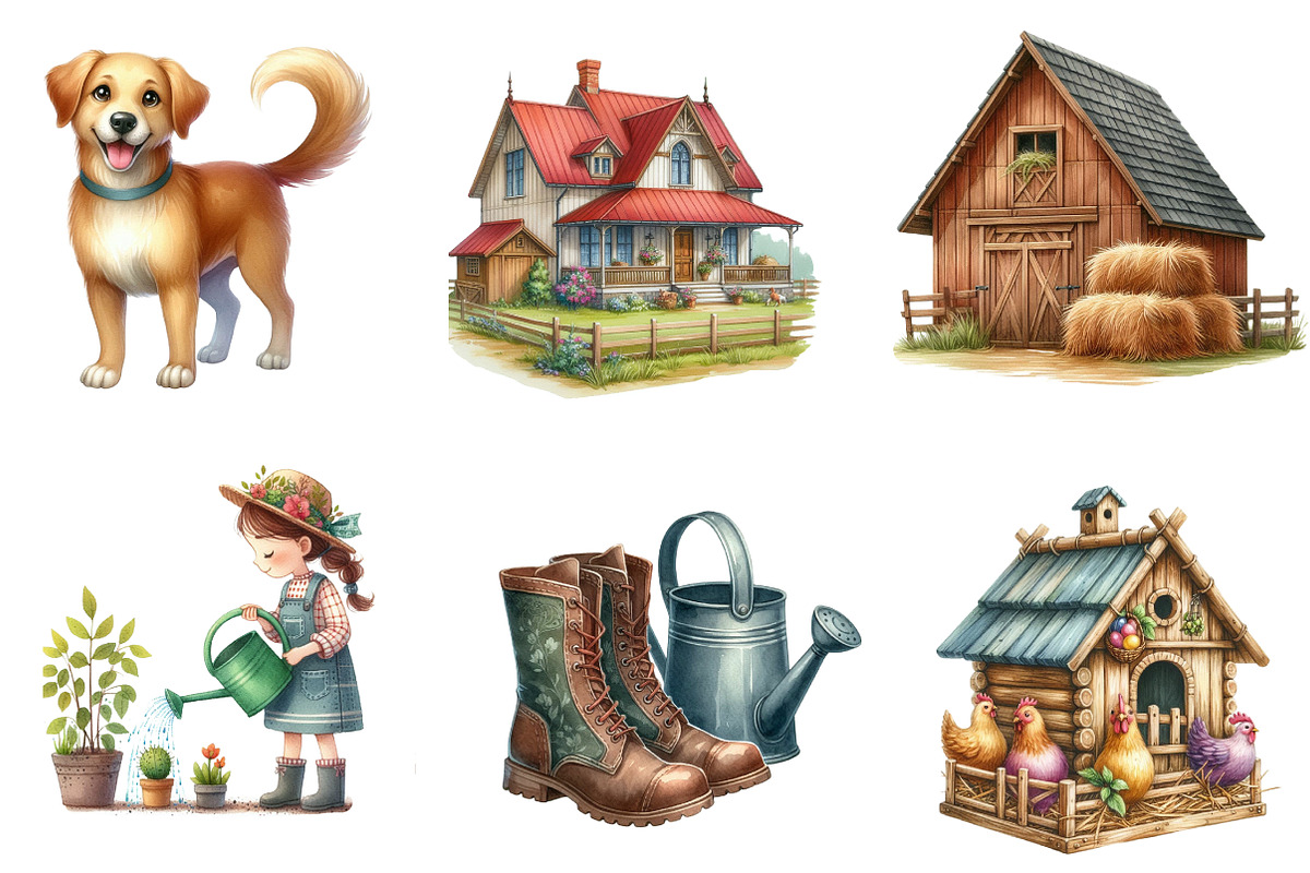 Farm Yard Animals, Clipart, an Illustration by CreationArt (Photo 3 of 6)