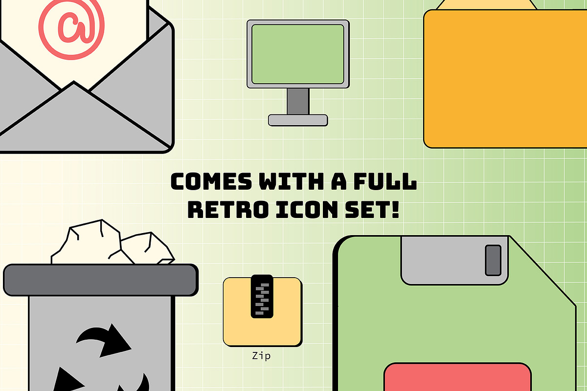 Retro Window UI Elements Set, a Technology Illustration by Invisual Studio (Photo 4 of 9)