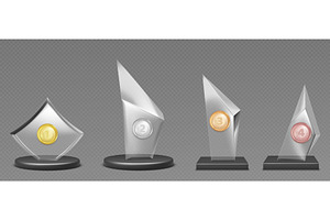 Transparent glass award with, an Object Illustration by art PVP - market