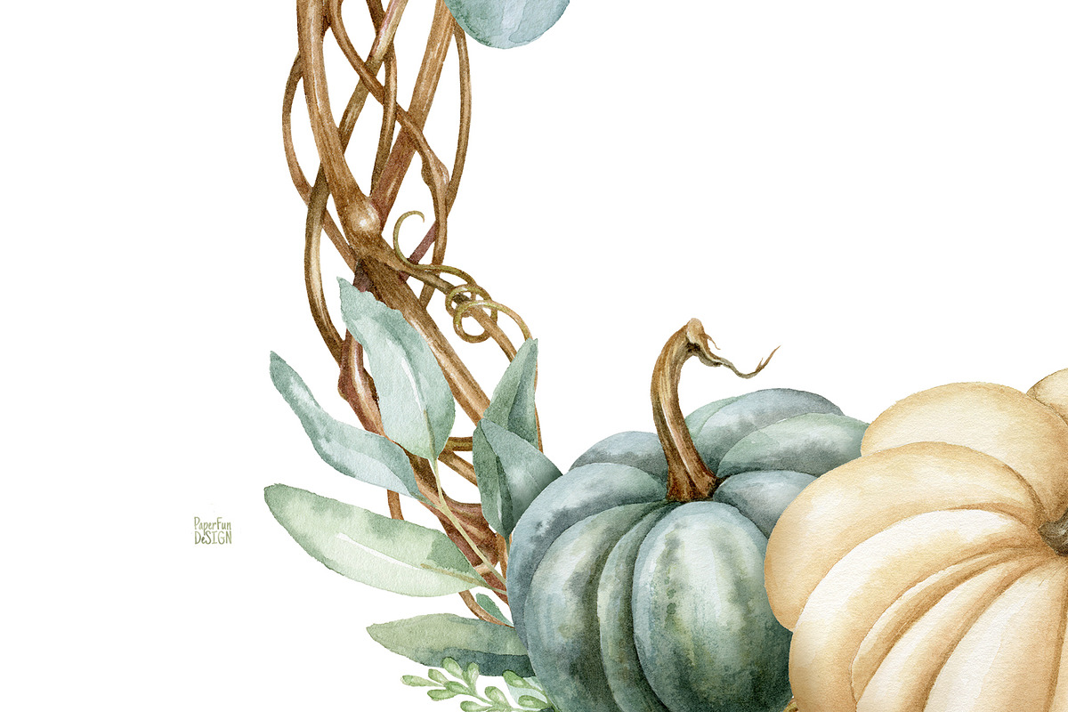 Watercolour autumn wreath PNG, a Decorative Illustration by Mary (Photo 4 of 5)