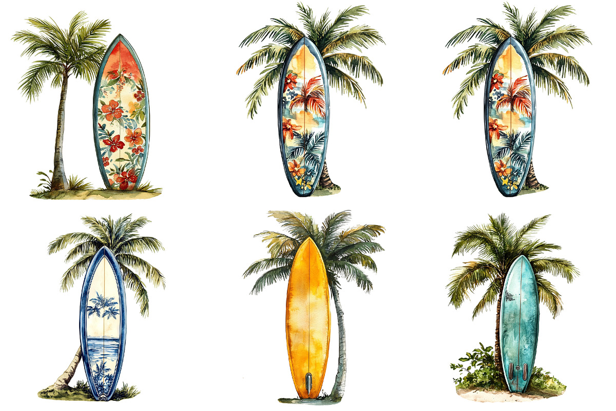Tropical Surf & Palm Tree Clipart, an Illustration by Pixels.Craft (Photo 8 of 10)