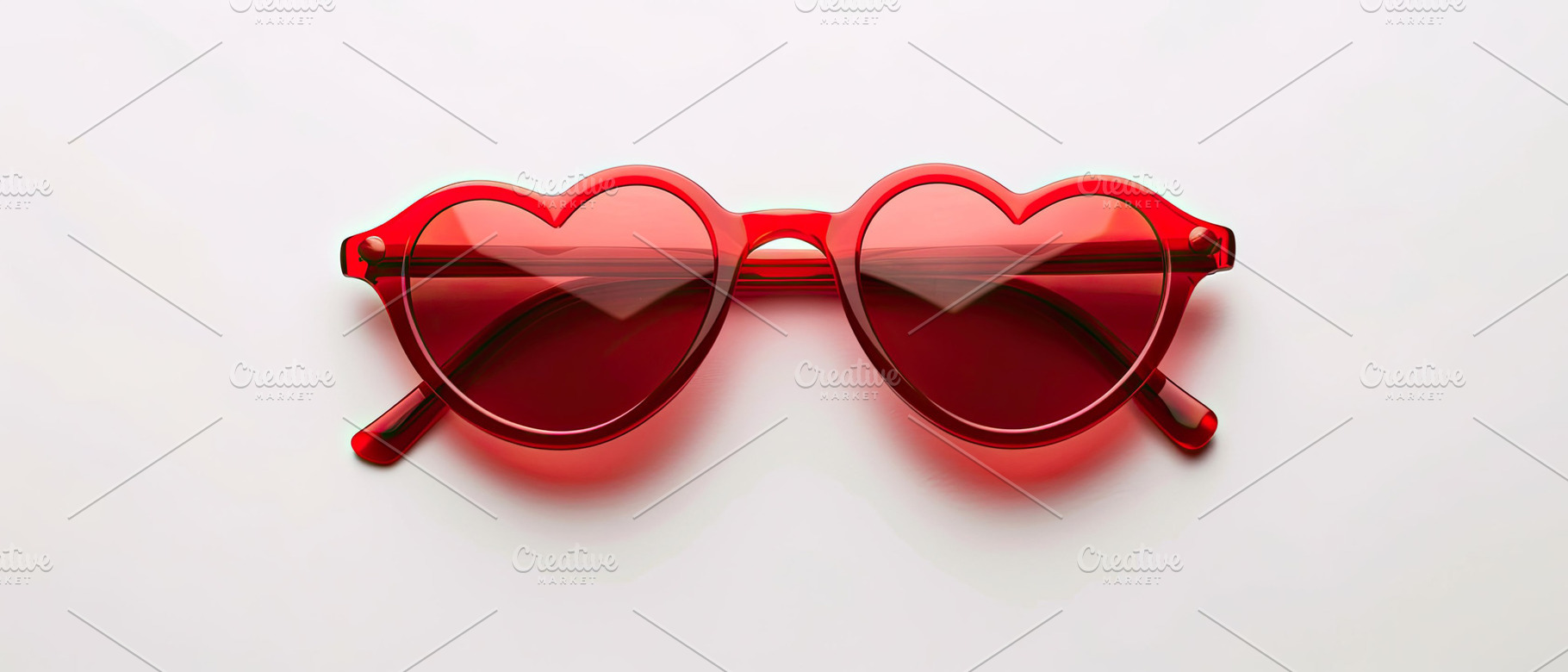 Heart shaped sunglasses on white bac, a Photo by LOGOCREATIVE