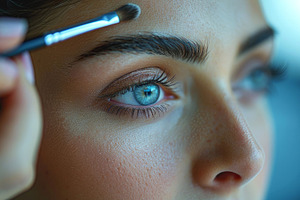 woman paints eyebrows and eyelashes, a Photo by Pictures for you!!!!!!!!!