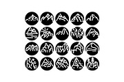 Mountain peaks line art icons set, an Object Graphic by pikepicture (Thumbnail 1 of 3)