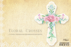 Floral Crosses Baptism 1st Communion